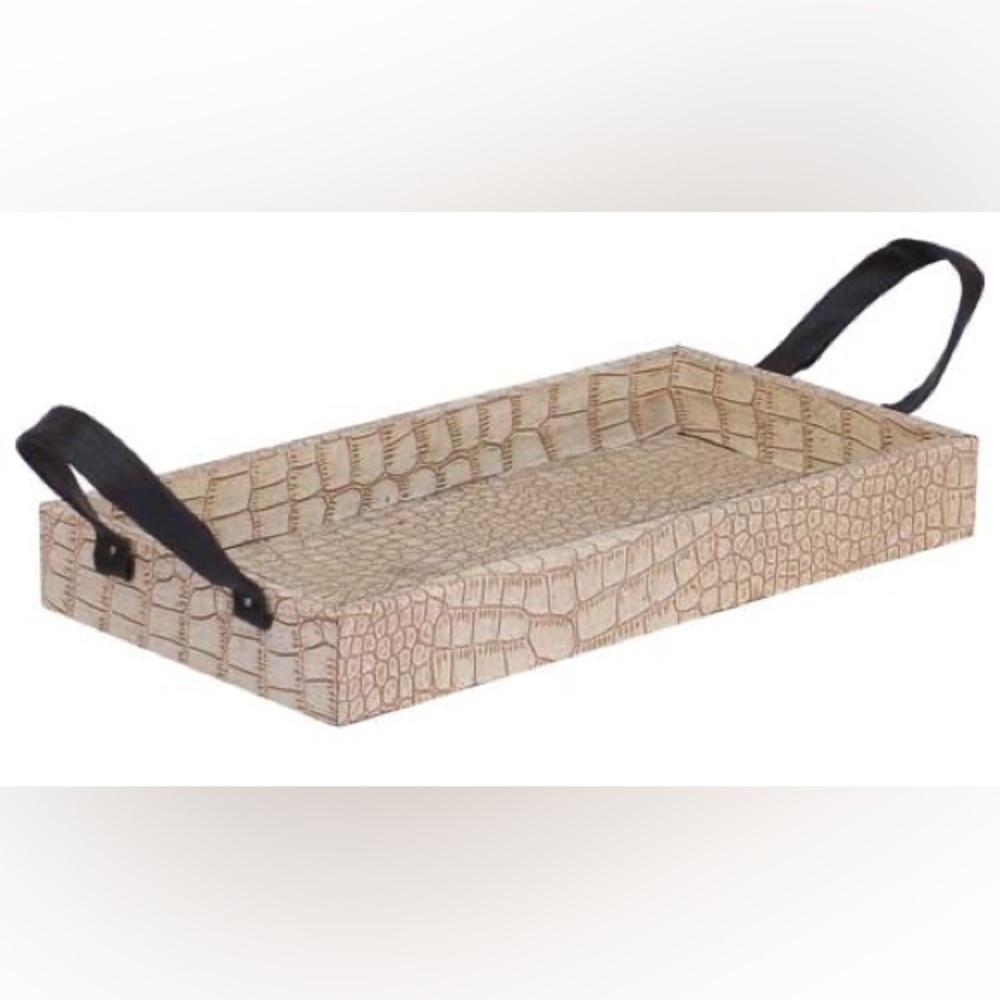 Beige Faux Leather Tray